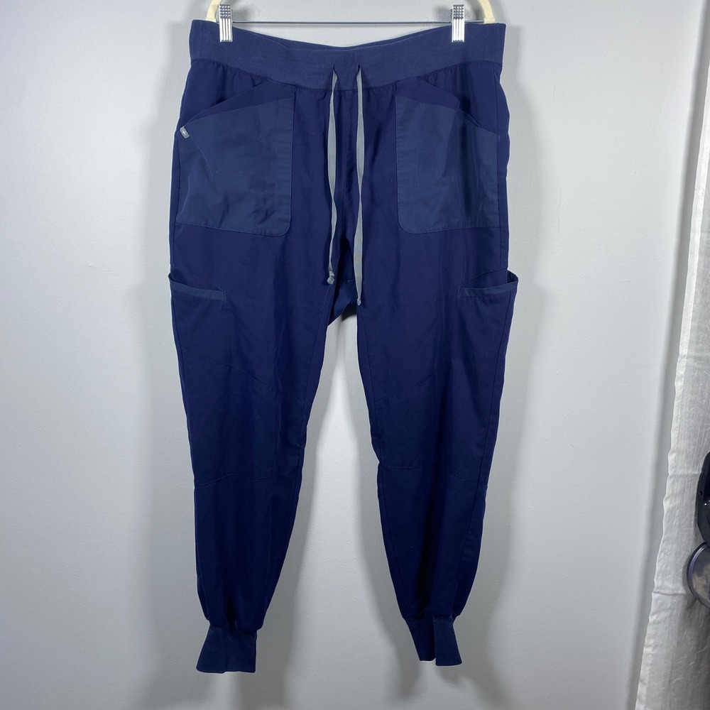 Figs Scrub Pants Women XL Two Toned Cargo Navy Blue Maua Joggers W20SW2037